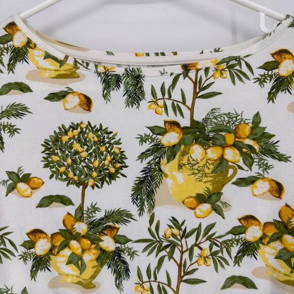 Talbots Shirt Womens XS Lemons Fruitcore Summer Preppy Cottagecore Vacation Tee - Picture 2 of 8